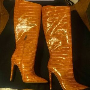 J lo burnt orange adalynn knee boots